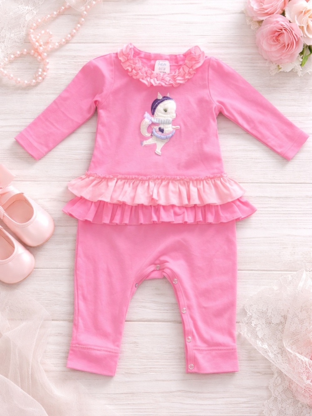 Lemon Loves Layette long sleeve pink romper Ballerina size 18-24 months